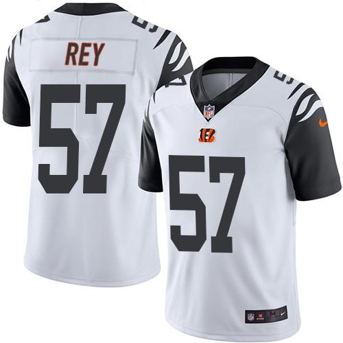 Nike Bengals #57 Vincent Rey White Men's Stitched NFL Limited Rush Jersey - Click Image to Close